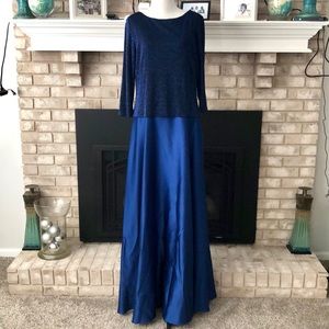 Arianna by Rachel Kaye Cobalt Blue Black 3/4 Sleeve Shimmer Formal Dress Size 14